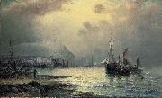 William J.Glackens Fishing vessels off Scarborough at dusk Sweden oil painting artist